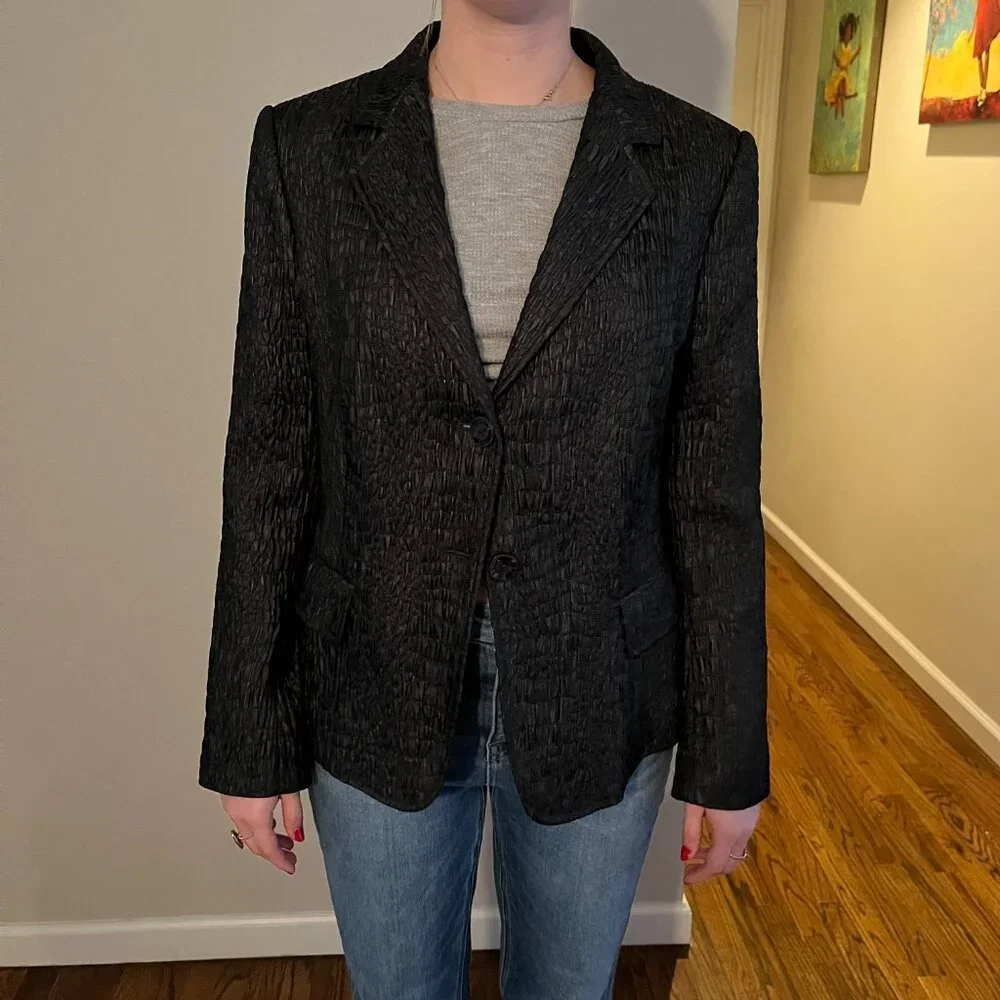 Santorelli Gianna Blazer Black Office Corporate Chic Quiet Luxury Italy Sz 10